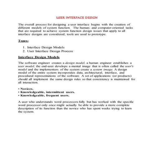 User interface model