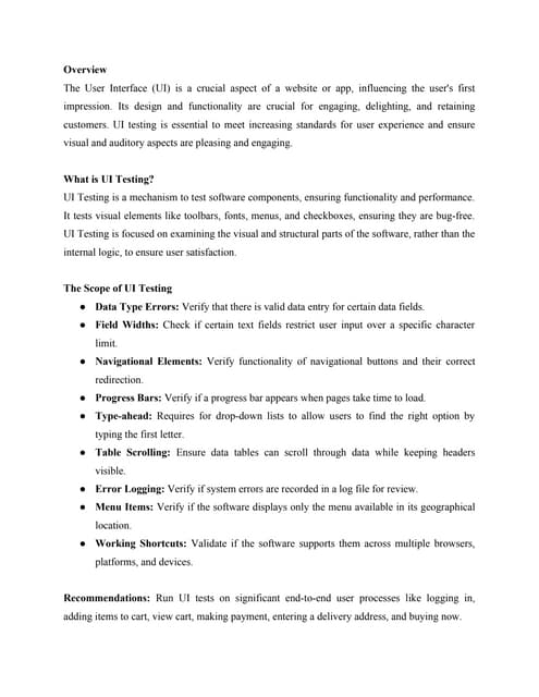 User Interface Testing for Optimal User Experience