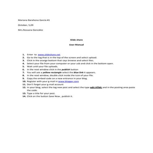 Slide Share User Manual | DOCX
