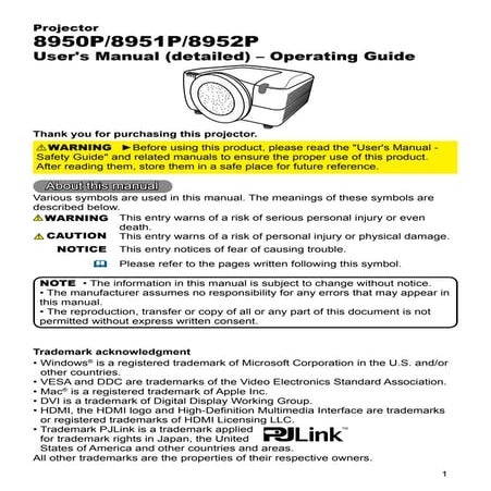 User manual for dukan 895x projectors | PDF