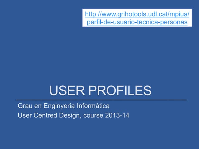 User profiles. Personas