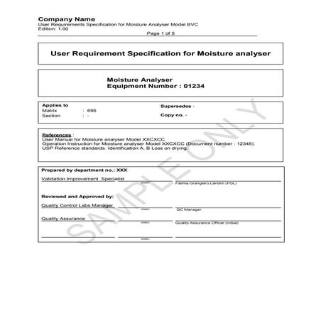 User Requirement For Moisture Analyser.Pdf.