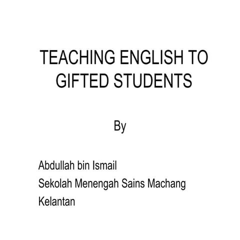 Teaching English for Gifted Students | PPT