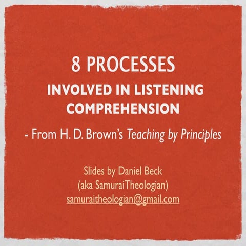 Brown - 8 Processes Involved in Listening Comprehension