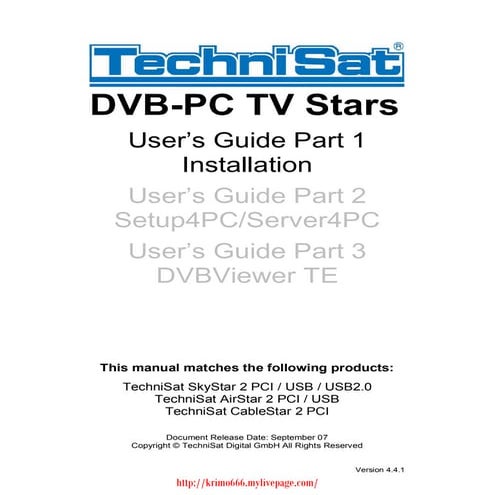 Users Guide Installation Techni Sat Sky Star