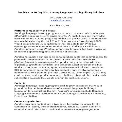 Usability Study: Auralog Language Learning Library Solutions