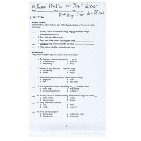 Science Chapter 4 Test Ppt