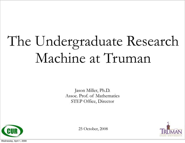 The Undergraduate Research Machine ...