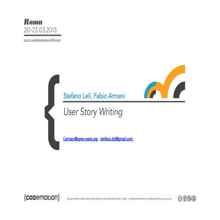 User stories writing   - Codemotion 2013