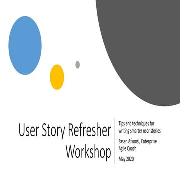 User Story Refresher Workshop