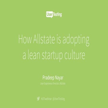 How allstate is adopting a lean startup culture - with Pradeep Nayar