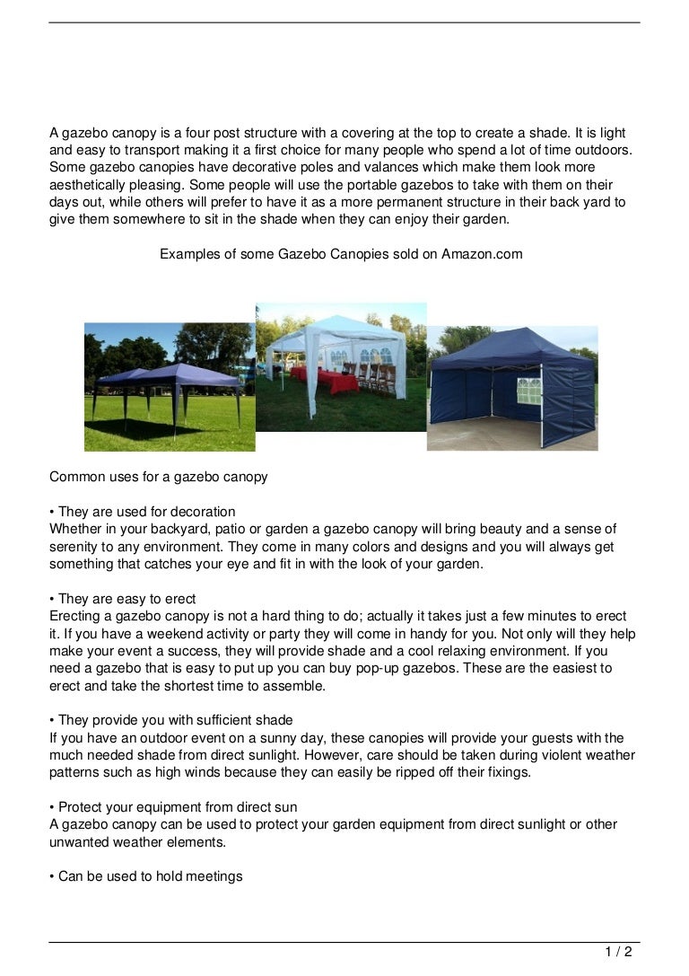 Uses and Benefits of a Gazebo Canopy