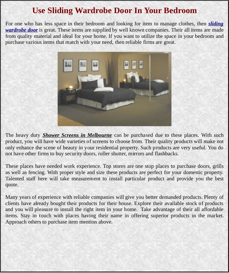 Use Sliding Wardrobe Door In Your Bedroom