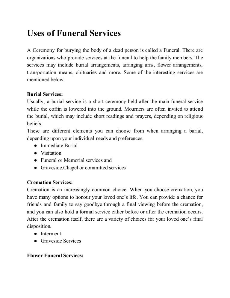 Uses of funeral services