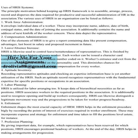Uses of HRIS SystemsThe principle motivation behind keeping up HR.pdf