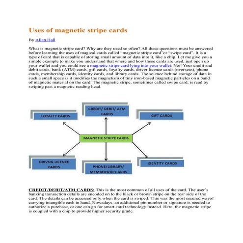 Uses of magnetic stripe cards