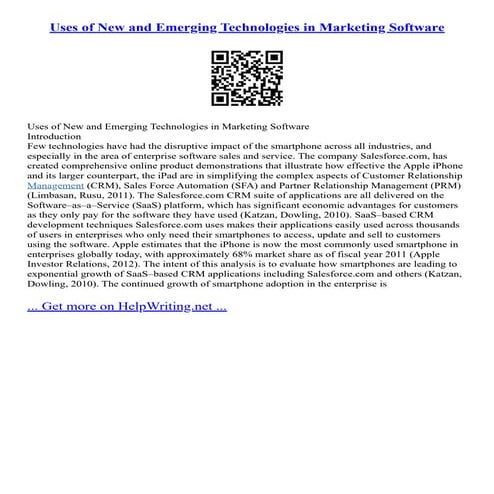 Uses Of New And Emerging Technologies In Marketing Software