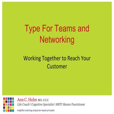 Uses Of Psychological Type Cleary University Jan 2012