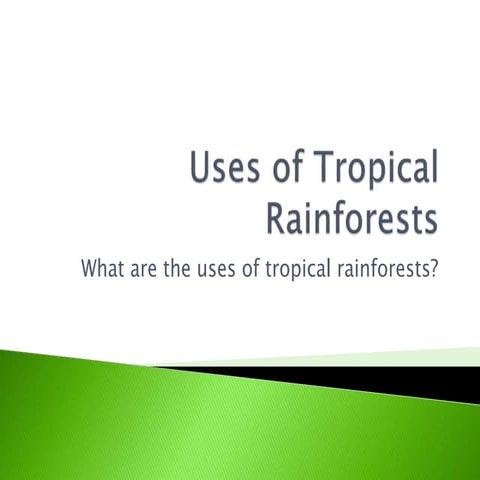 Uses of tropical rainforests