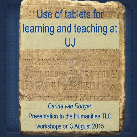 Use tablets in learning & teaching at UJ