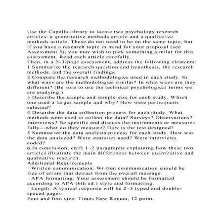 Use the Capella library to locate two psychology research articles.docx