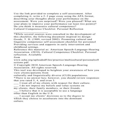 Use the link provided to complete a self-assessment. After completin.docx