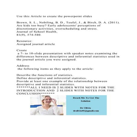 Use this Article to create the powerpoint slidesBrown, S. L., No.docx