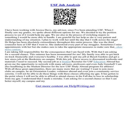 Usf Application Essay