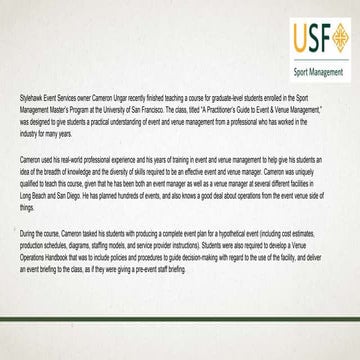 A Practitioner's Guide to Event & Venue Management Session 1