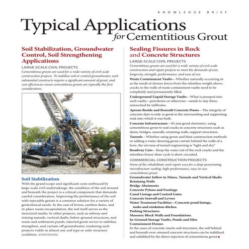 Typical Applications for Cementitious Grout