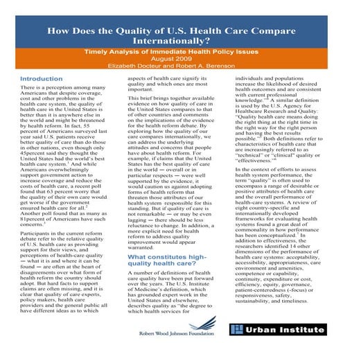 How Does U.S. Health Care Quality Compare Internationally?