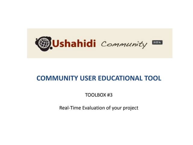 Ushahidi Deployment - Output Toolbox