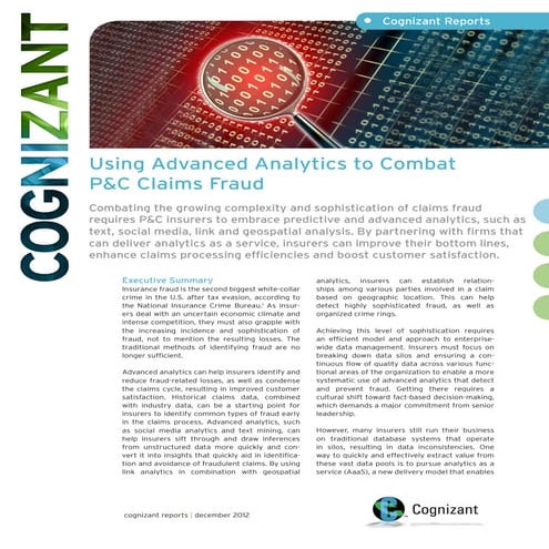 Using Advanced Analytics to Combat P&C Claims Fraud