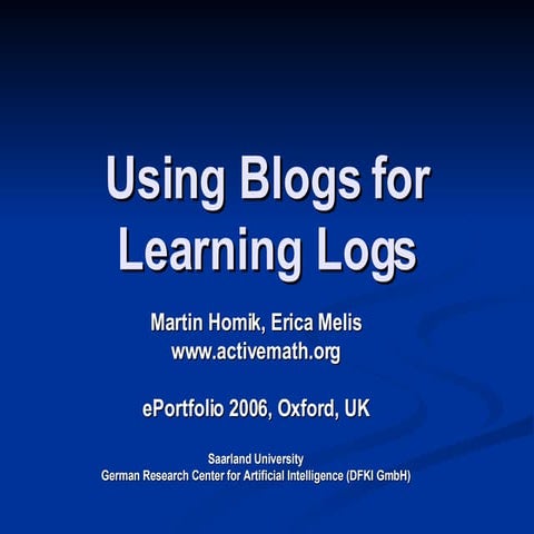 Using blogs for learning logs