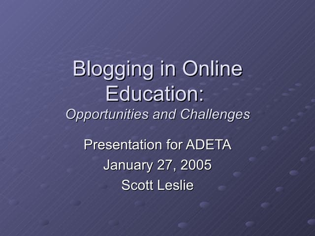 Using Blogs in Online Education