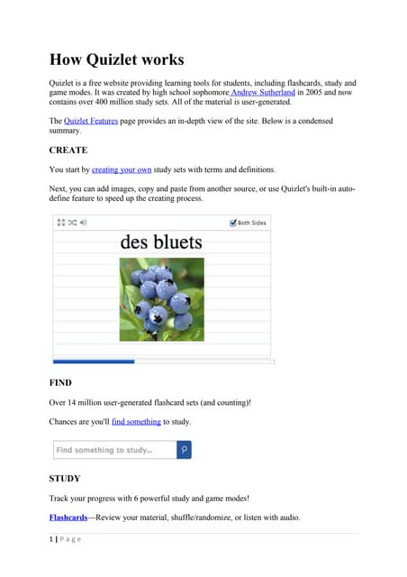Using quizlet