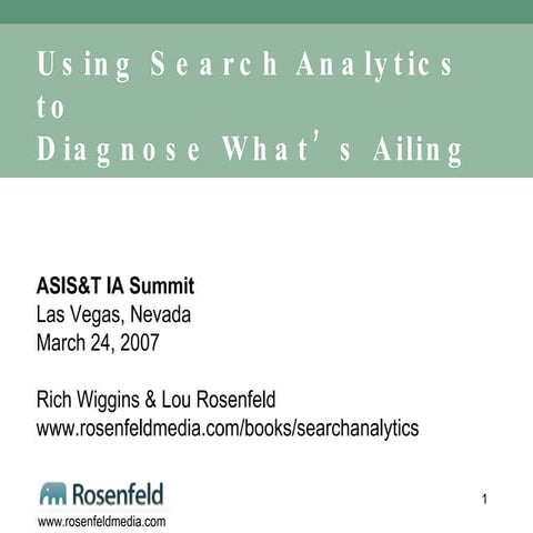 Using Search Analytics to Diagnose What’s Ailing your Information Architecture