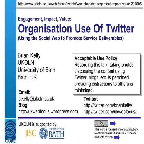 Organisational Use of Twitter