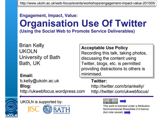 Organisational Use of Twitter