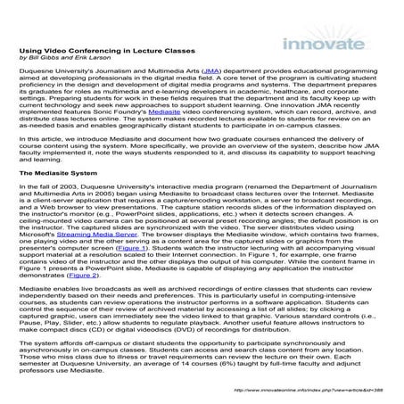 Using Video Conferencing in Lecture Classes