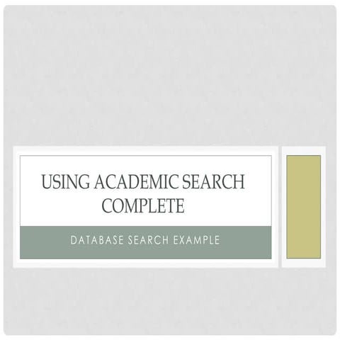 Using Academic Search Complete