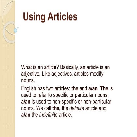 Using articles power point