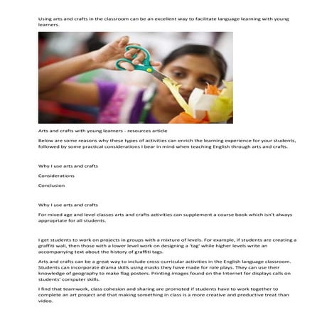 Using arts and crafts