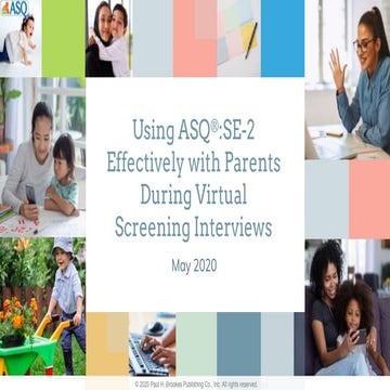 Using ASQ®:SE-2 Effectively with Parents During Virtual Screening Interviews