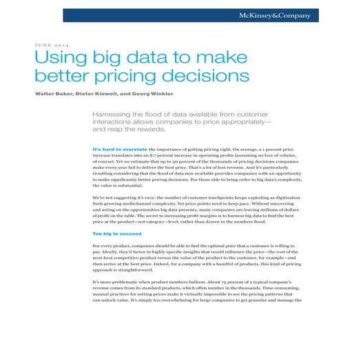 Using big data to make better pricing decisions | PDF