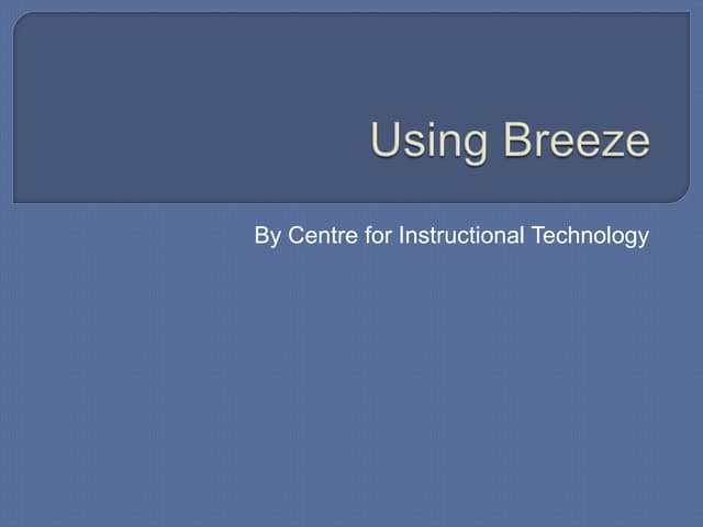 Getting Started with Breeze in NUS