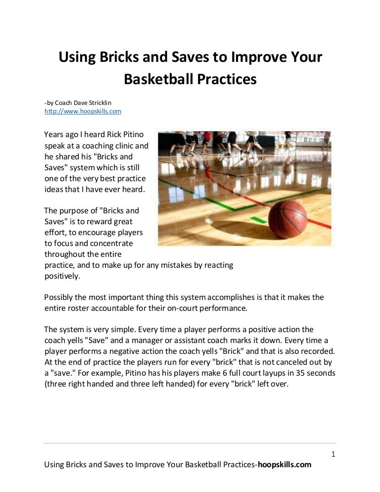 Using bricks and saves to improve your basketball practices