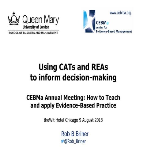 Using CATs and REAs to inform decision-making