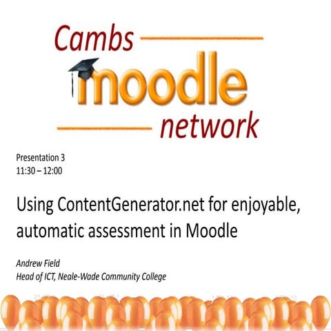 Using ContentGenerator.net for enjoyable, automatic assessment in Moodle.