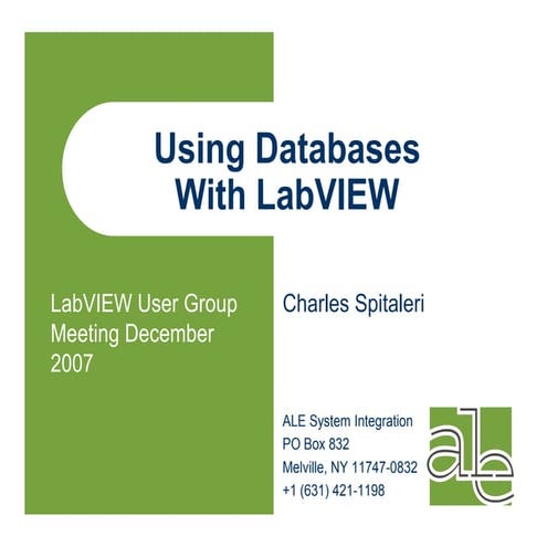 Managing Large Datasets in LabVIEW | PPTX